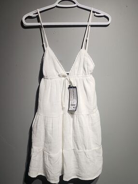 White Gauze Tiered Sundress with Adjustable Straps